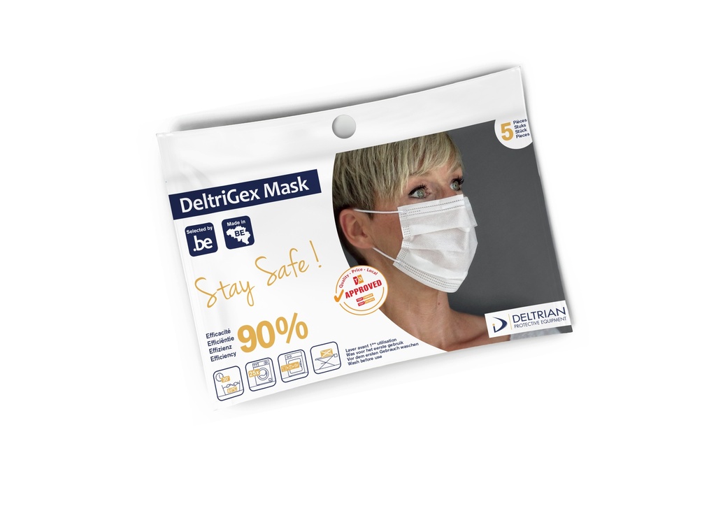 [4275-657] Masques Barrières Blancs - Lavables - Deltrigex DELTRIAN (5p.)