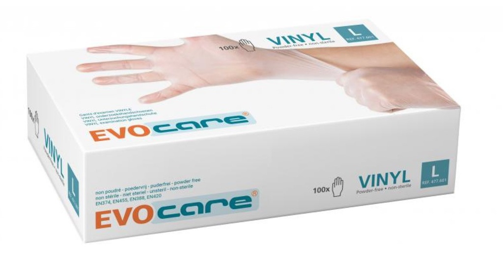 Gants Vinyle transparents - EVOCARE  (100p.)