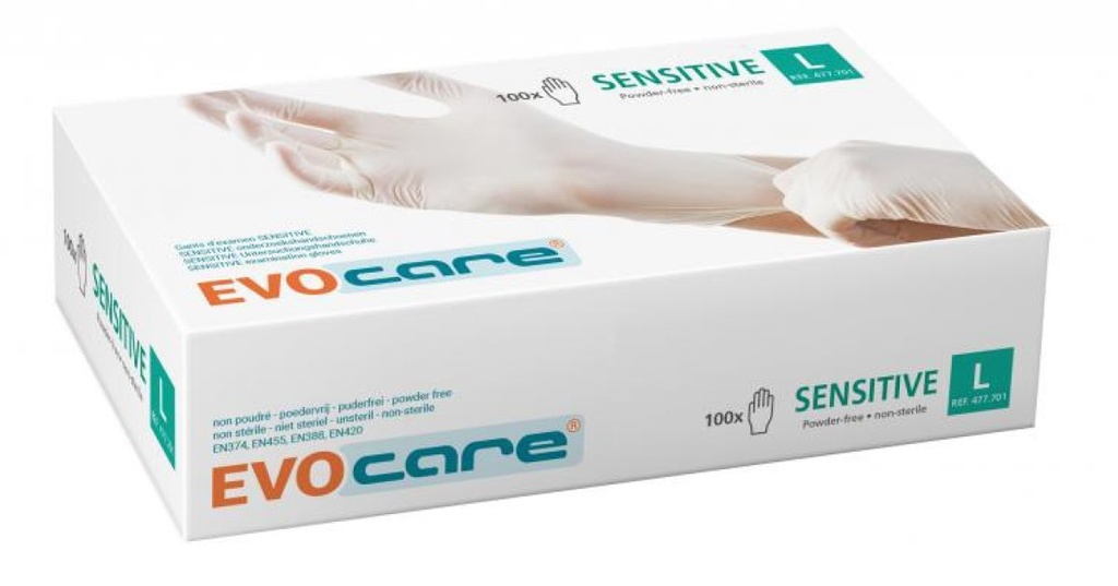 Gants hybride blancs (sensitive) - EVOCARE (100p.)